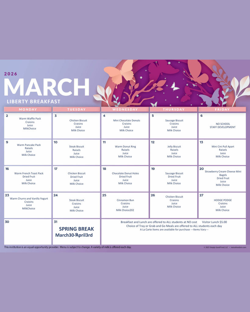 March Menus