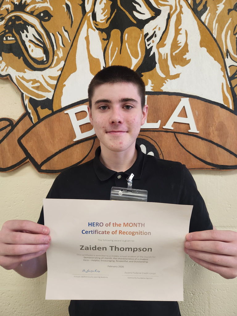 Zaiden Thompson receiving his Hero of the Month award