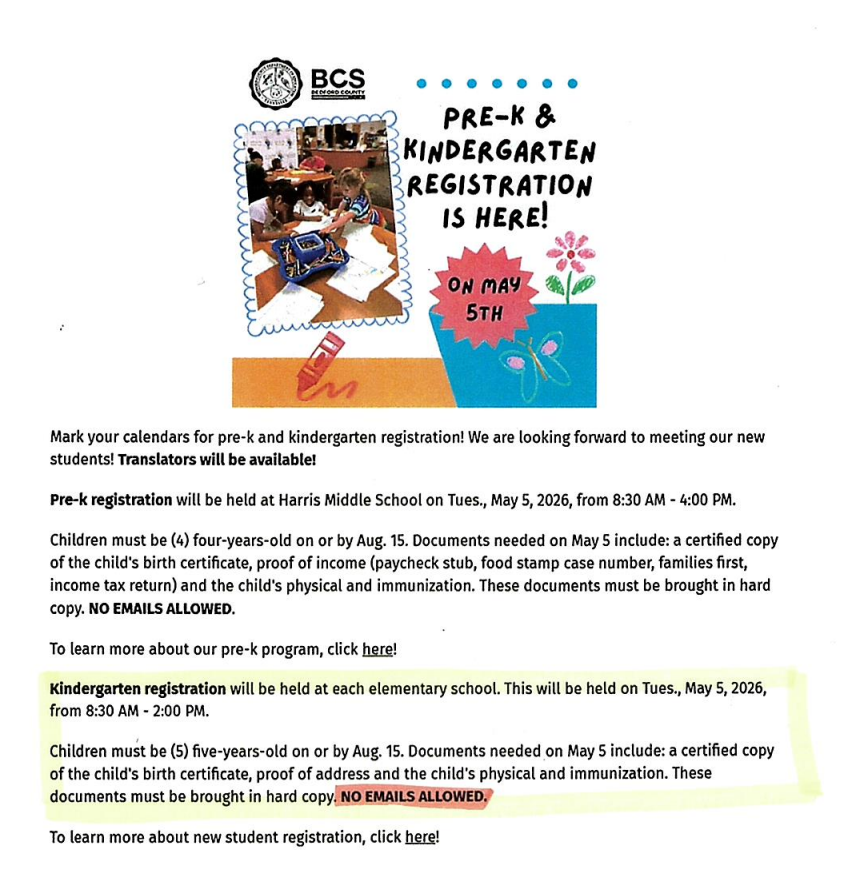Kindergarten Registration