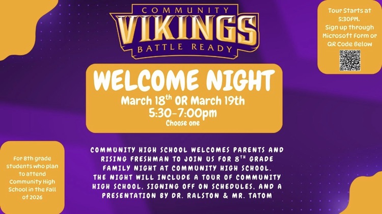 welcome night for 8th graders