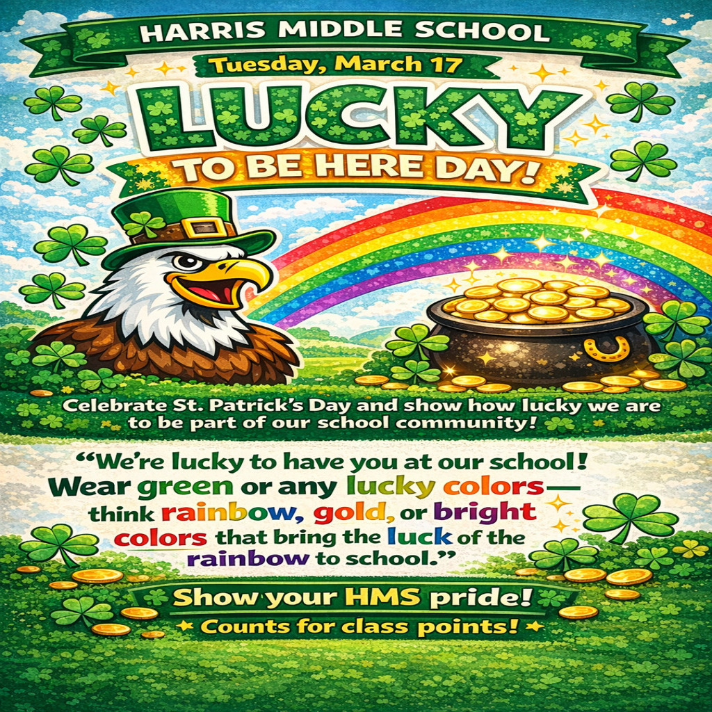 Celebrate St. Patrick's Day by wearing green or any lucky color. Counts towards class points.