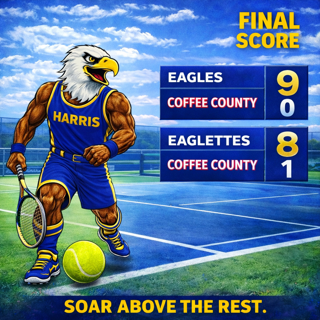 HMS Tennis wins again. Eagles 9-0, Eaglettes 8-1, both vs Coffee County.
