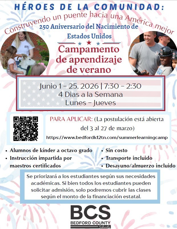 Summer Learning Camp Information  in Spanish
