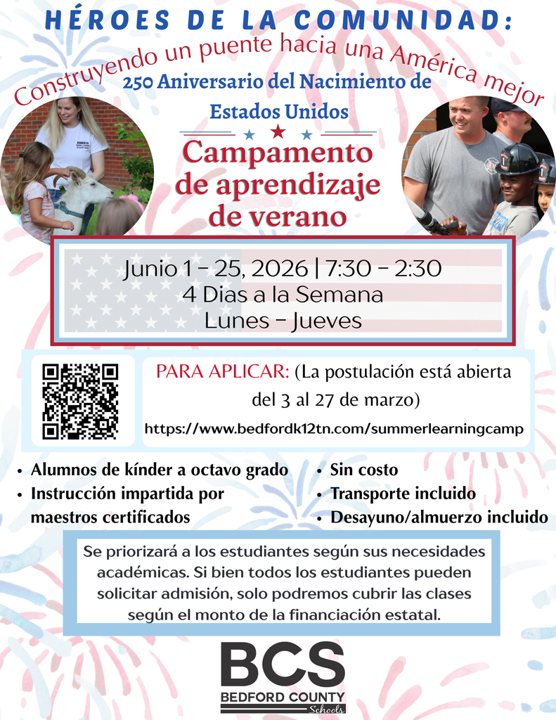 Campamento do aprendizaje de verano, Junio 1-25, La postulacion esta abierta del 3 al 27 marzo