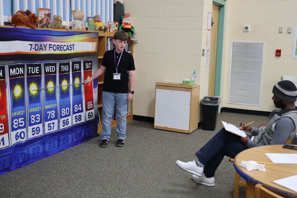 Student participating in the Amazing Shake competition at Southside Elementary School. 