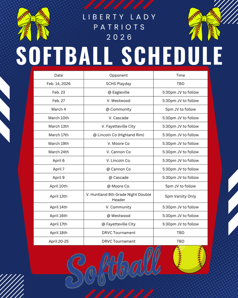 Updated Softball Schedule