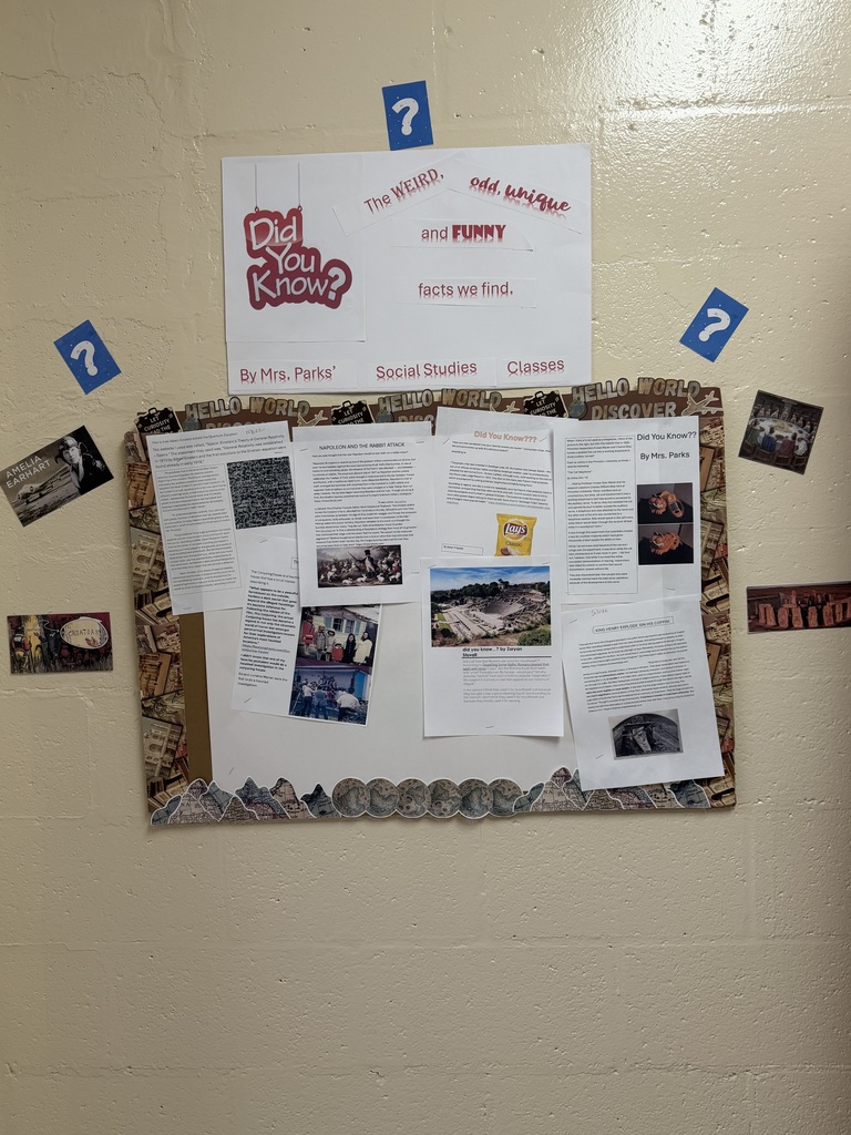 bulletin board with student work