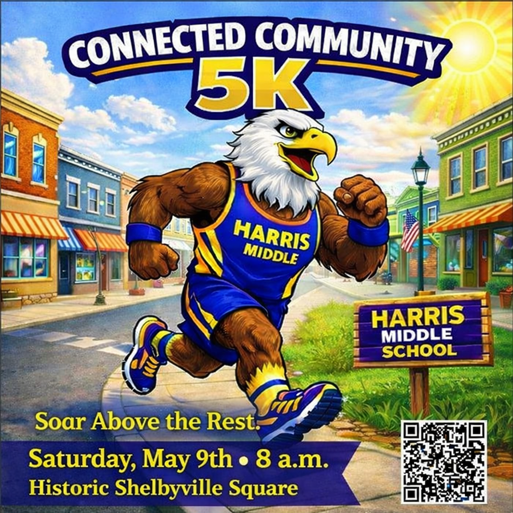 Join team HMS for the Connected Community 5K on Saturday, May 9 at 8am on the Historic Town Square in Shelbyville, TN