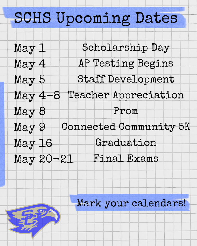 Upcoming Schedule May