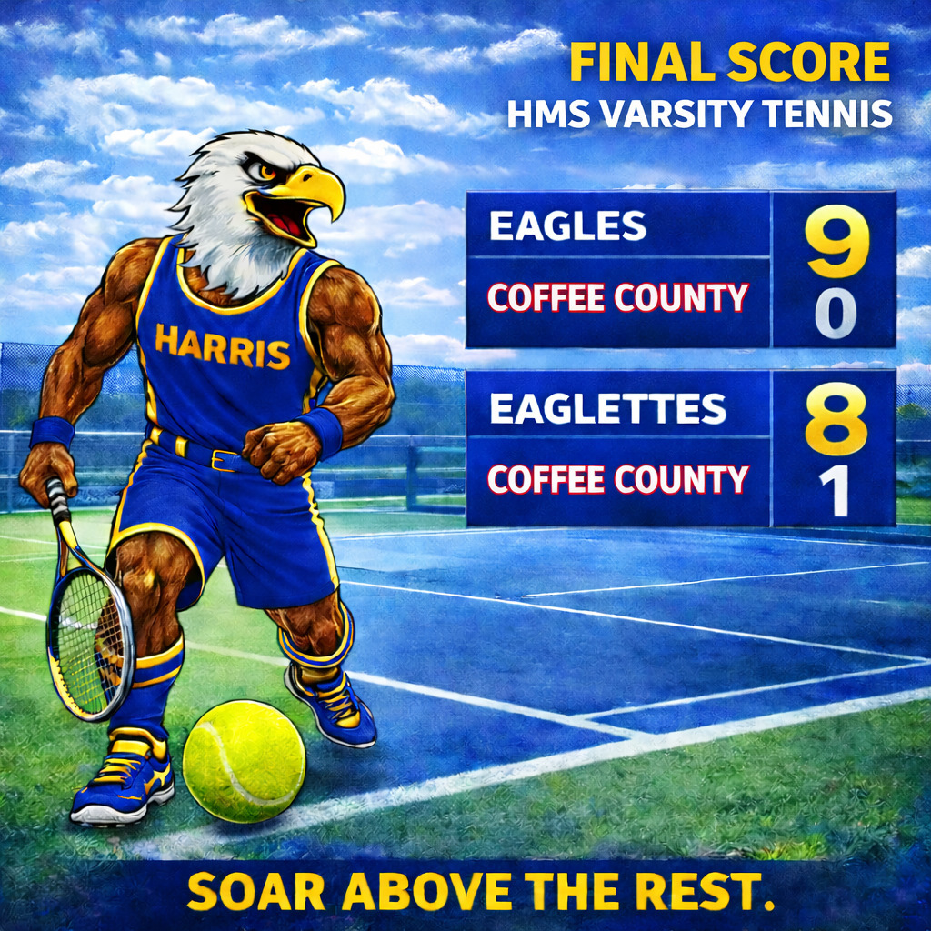 HMS VARSITY TENNIS FINALS Eagles 9 Coffee County 0 Eaglettes 8 Coffee County 1 
