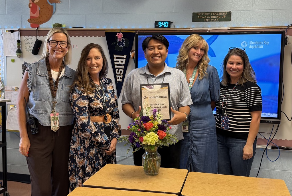 Rookie of the Year Winner with Admin and the Superintendent