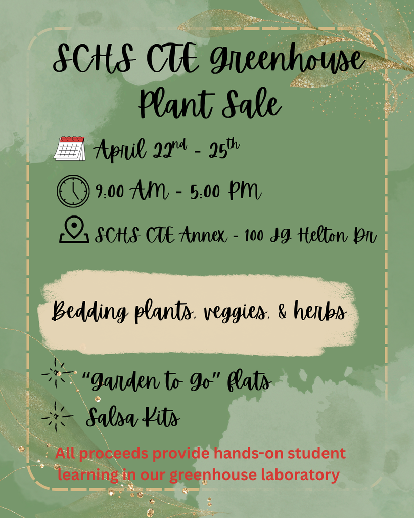 SCHS CTE Greenhouse Plant Sale Graphic