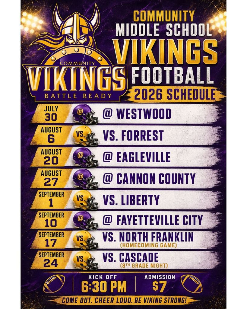 community middle vikings football schedule