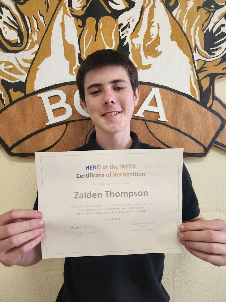 student receiving HERO of the Week 4-24-26