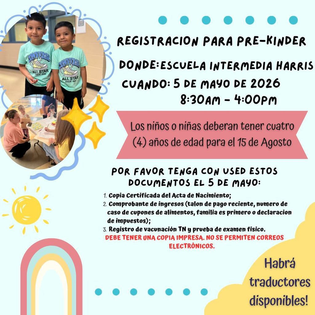 pre k registration spanish