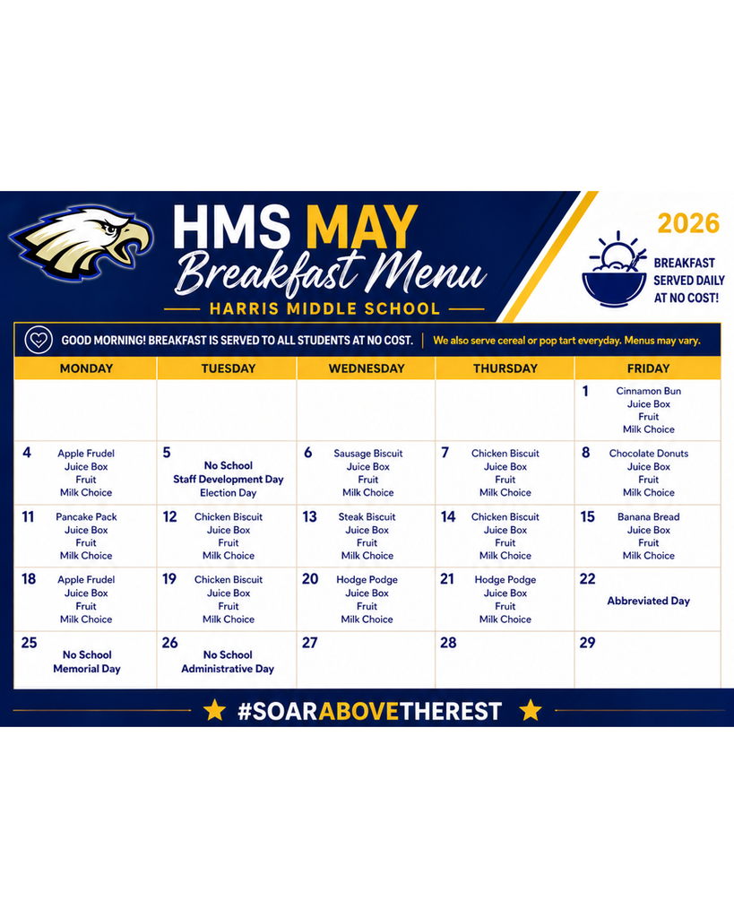 HMS May Breakfast Menu