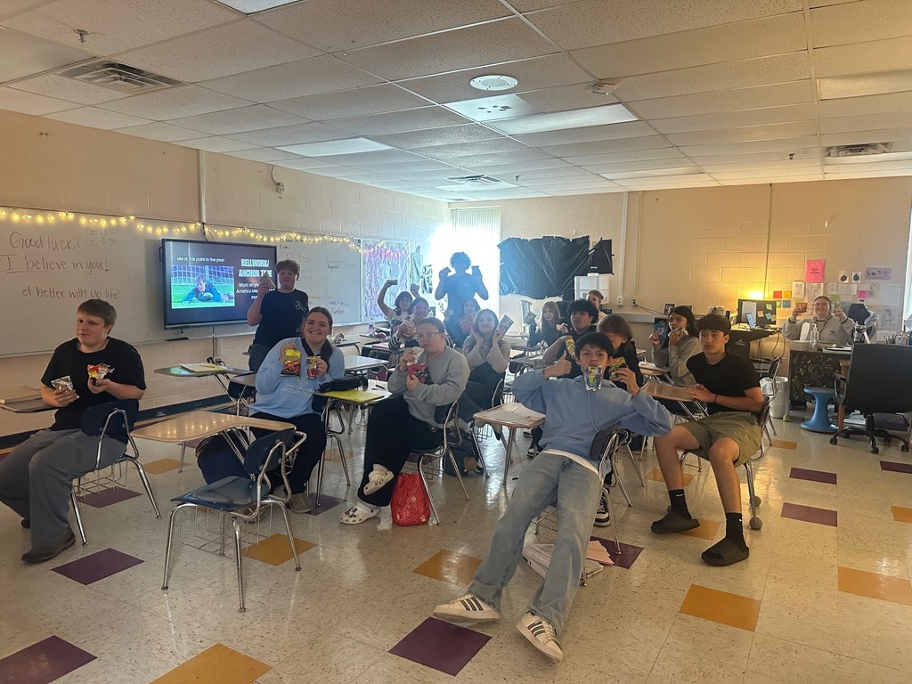 students with snacks