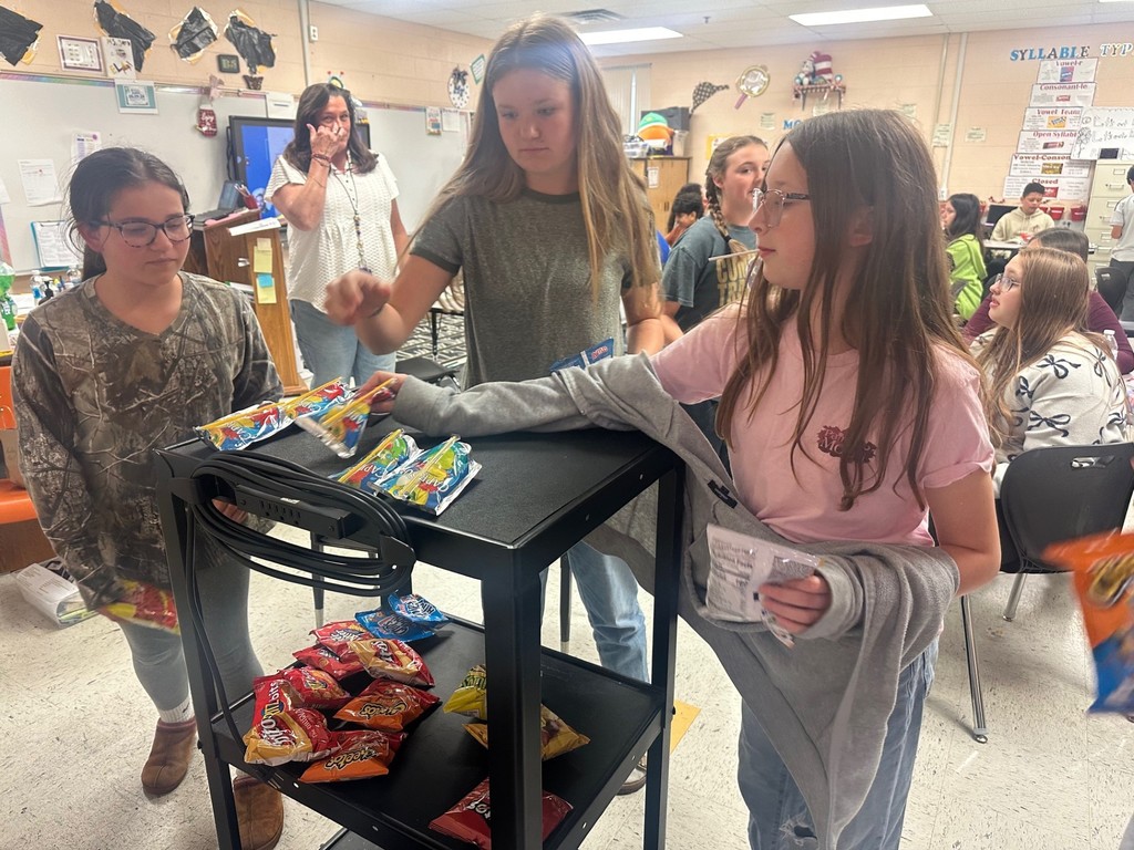 students getting snacks