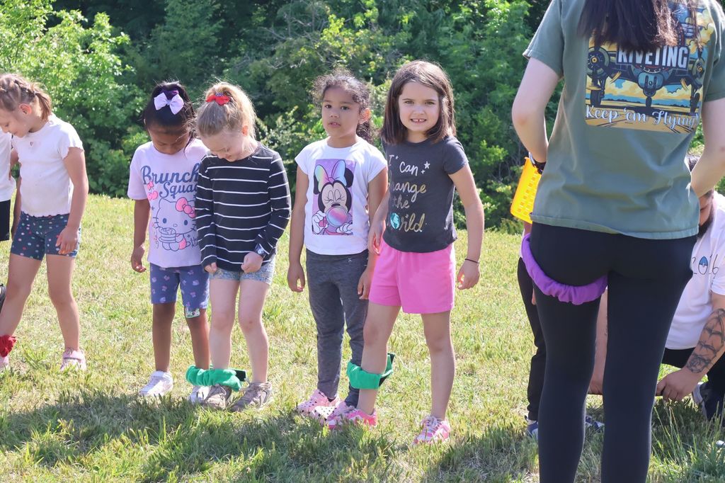 Students are ready for their relay race.