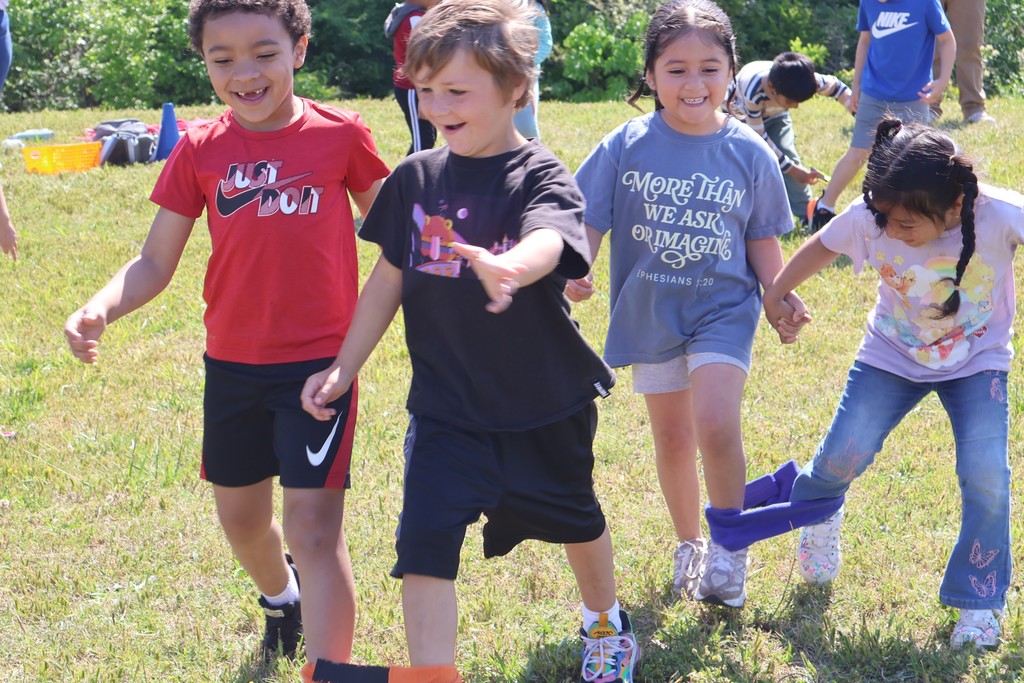 Students are participating in a relay race.
