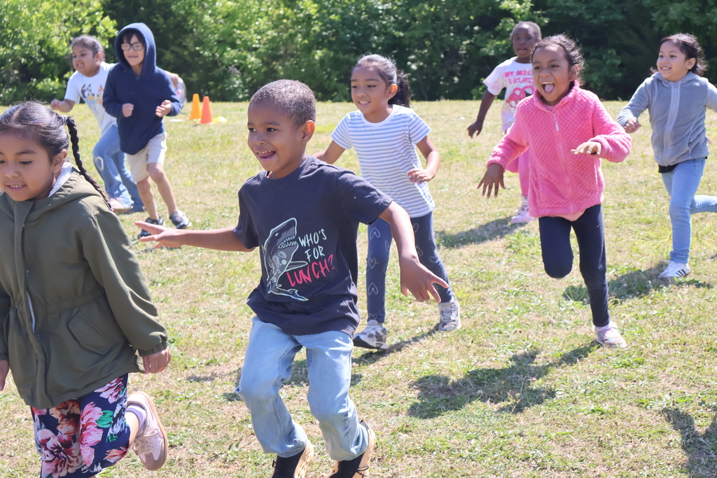A group of students are running.