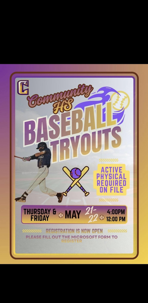 community high school baseball tryouts