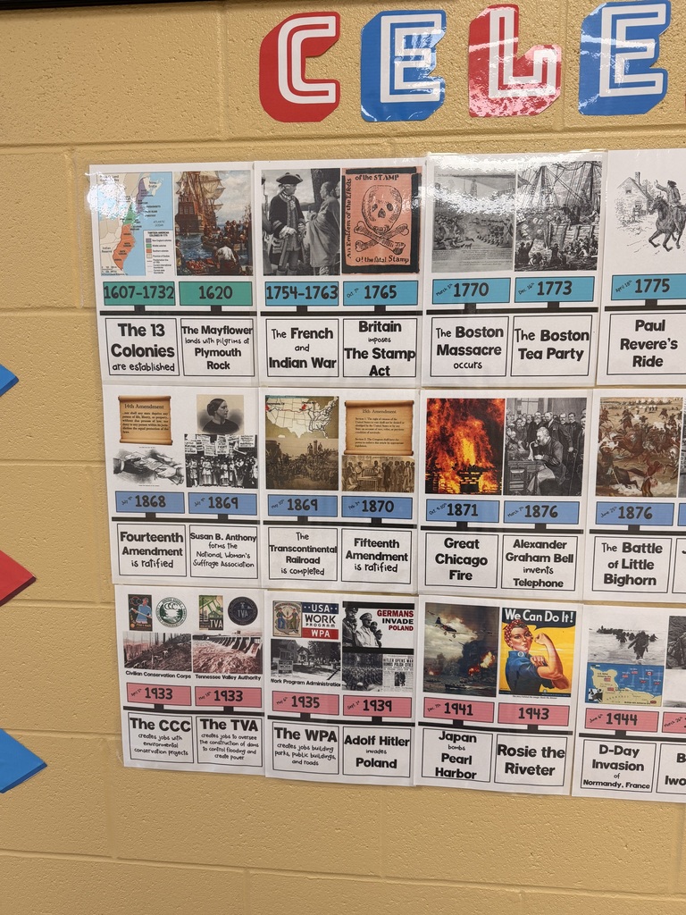 Timeline of America on the walls of Community High School.