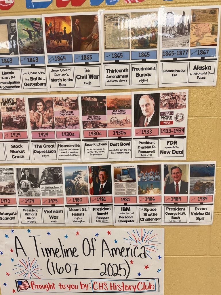 Timeline of America on the walls of Community High School.