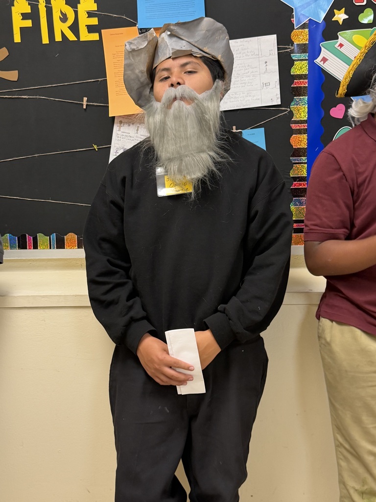 Student dressed up as Hernan Cortez