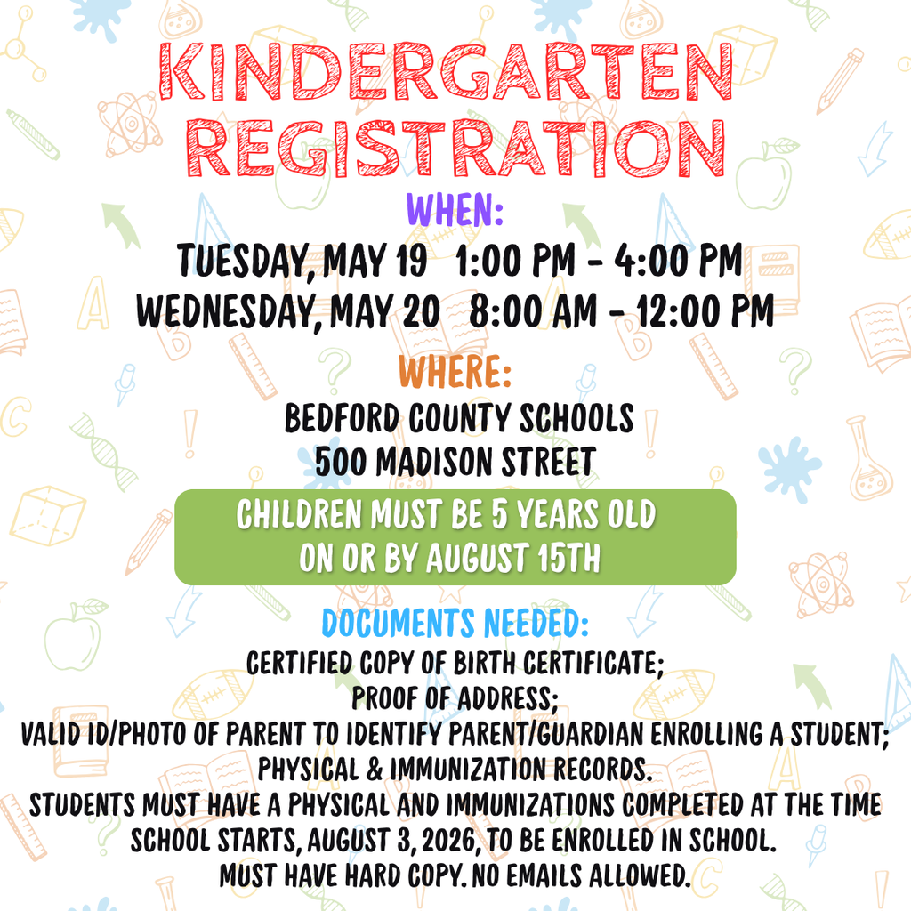 The graphic for Kindergarten registration in English. 