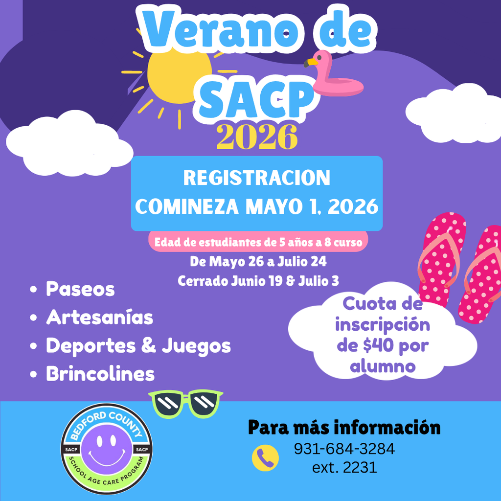 SACP Summer Care Registration Graphic in Spanish