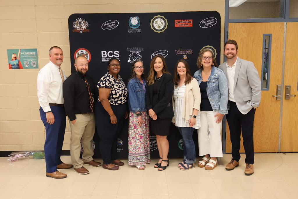 A group picture of Dr. Garrett and some of the principals from schools across the district. 