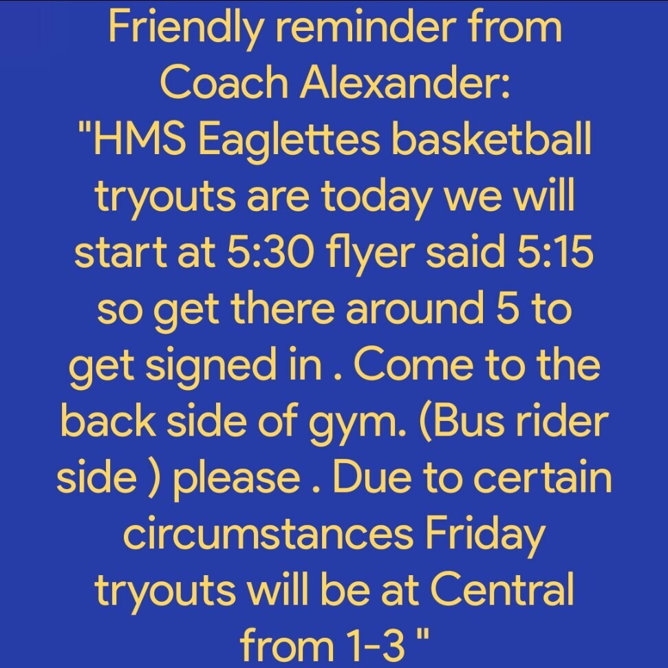 message from Coach Alexander 