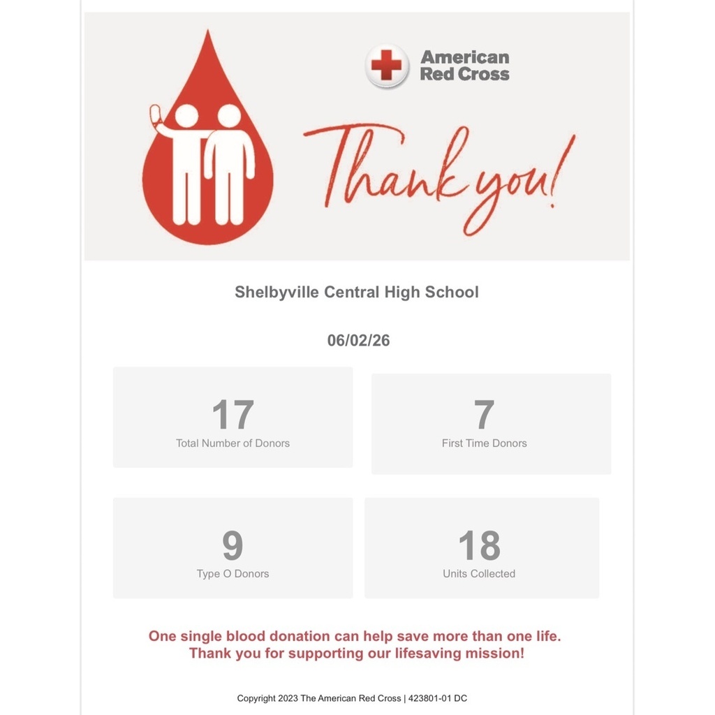 Thank you from GEAR UP for your help with our recent Blood Drive