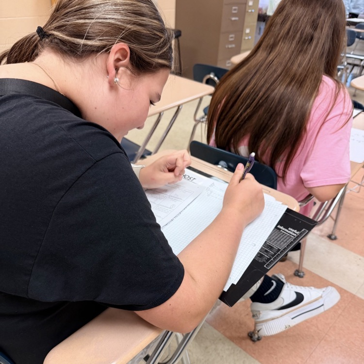 student working on worksheet