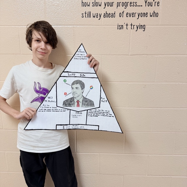 student with poster