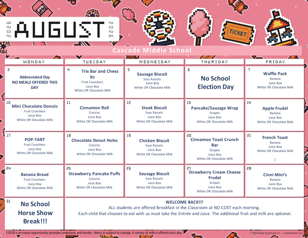 August Breakfast Menu