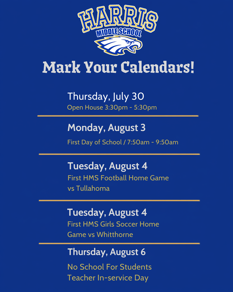 List of events for the upcoming week at HMS