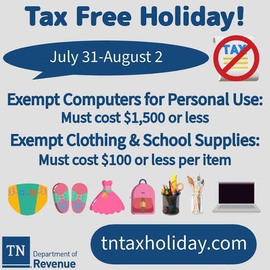 List of Items on Tax Free holiday
