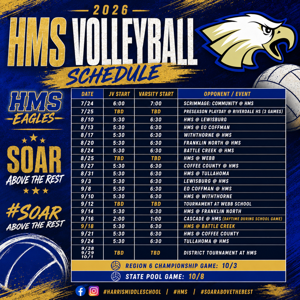 HMS Volleyball 2026 Schedule