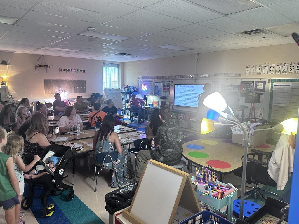 Parents attending Kindergarten parent meetings