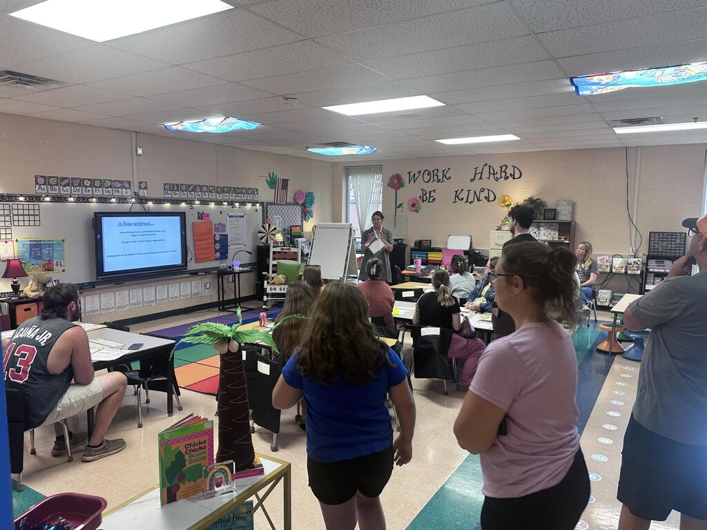 Parents attending Kindergarten parent meetings