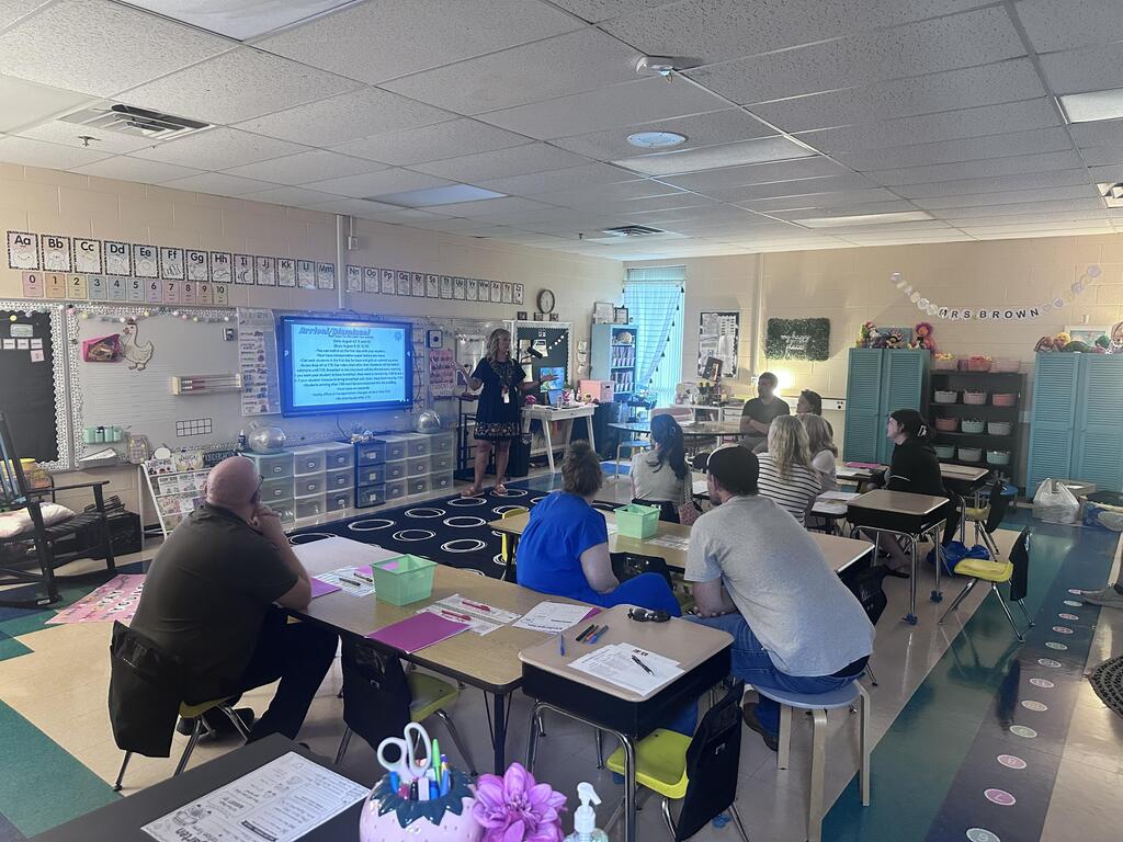 Parents attending Kindergarten parent meetings