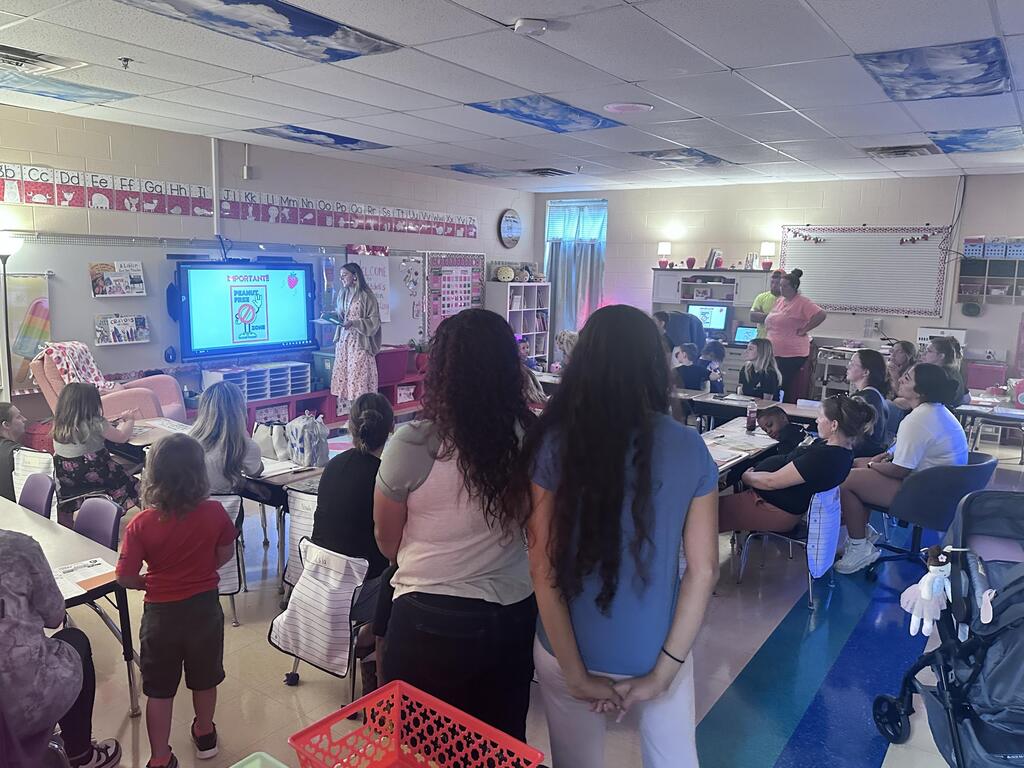 Parents attending Kindergarten parent meetings