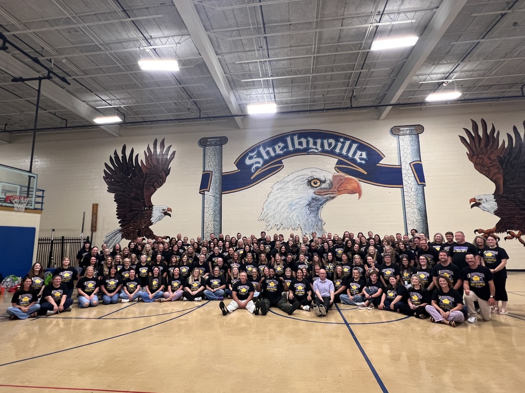 All three Community schools pose for a large group picture in the gym of Shelbyville Central High School. 