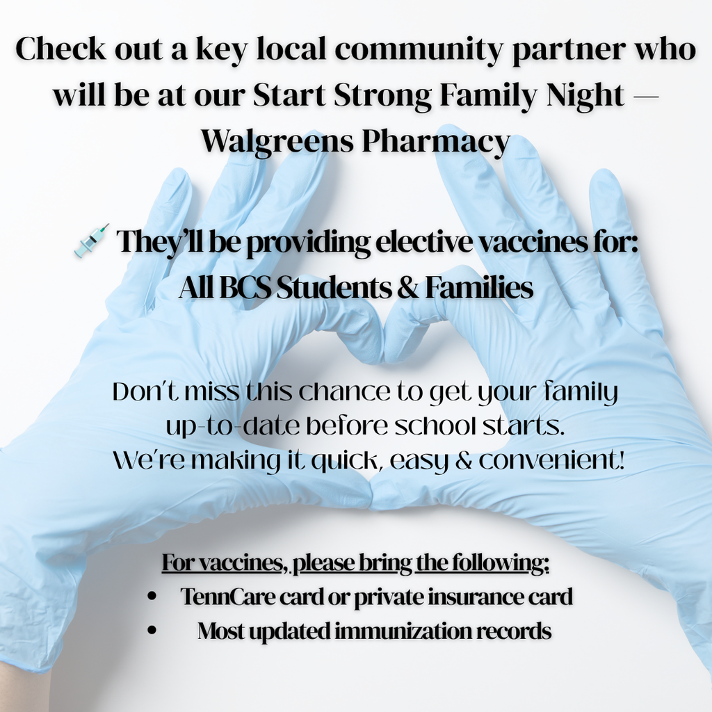 Start Strong Family Night graphic about Walgreen's Pharmacy participating in the event. 