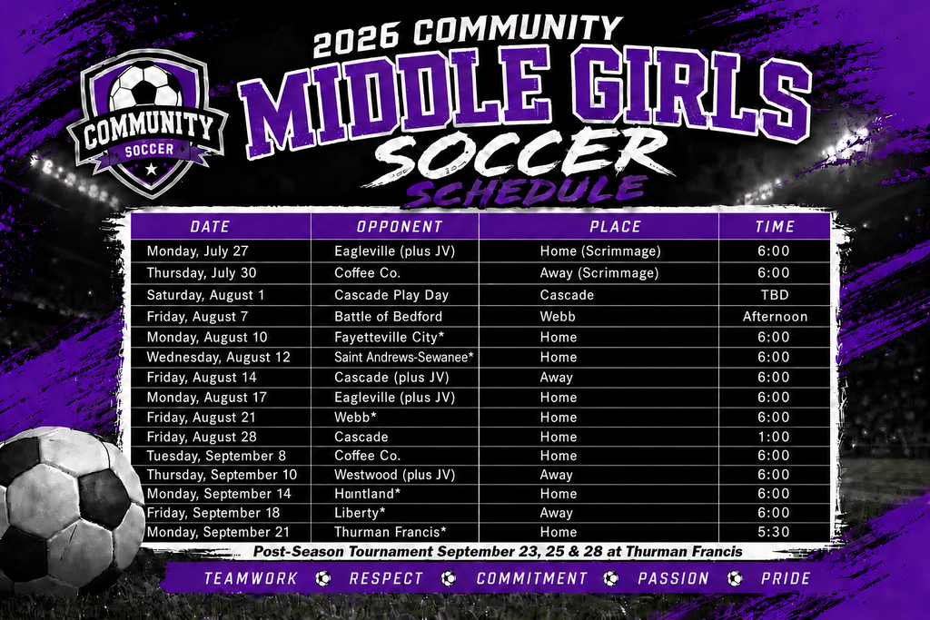 community middle girls soccer