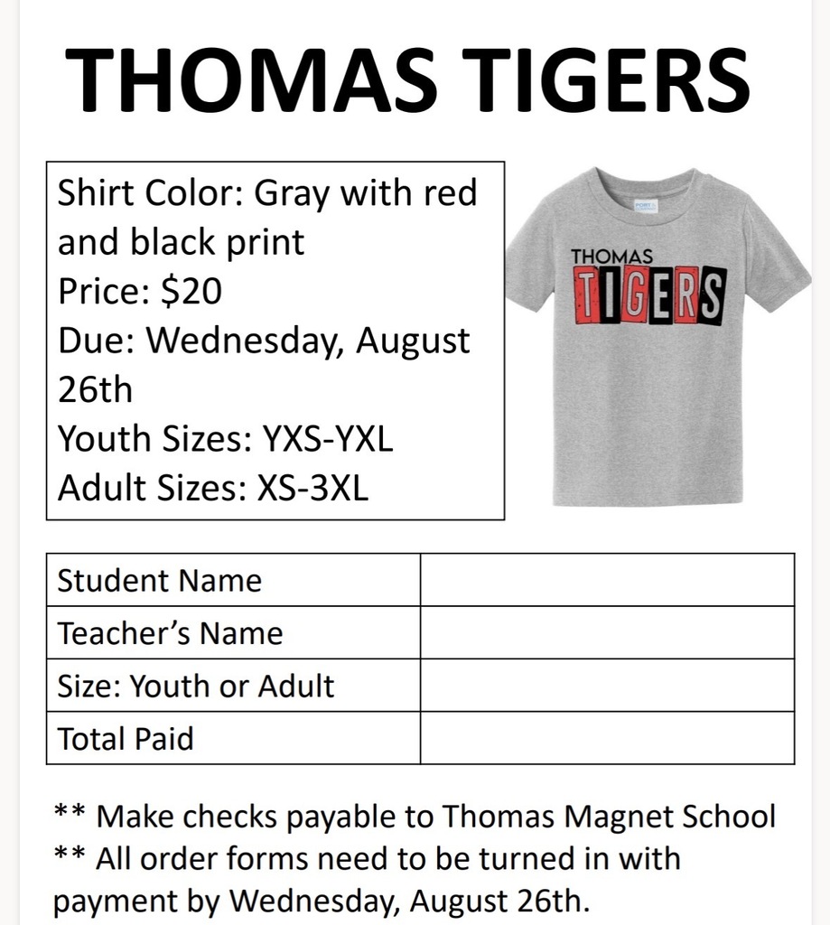 Tigers Shirt Order Form