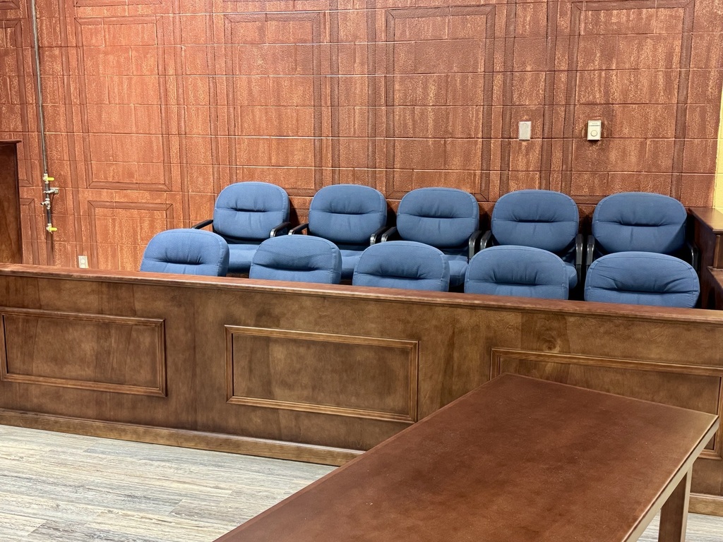 This is a picture of one side of the mock courtroom.