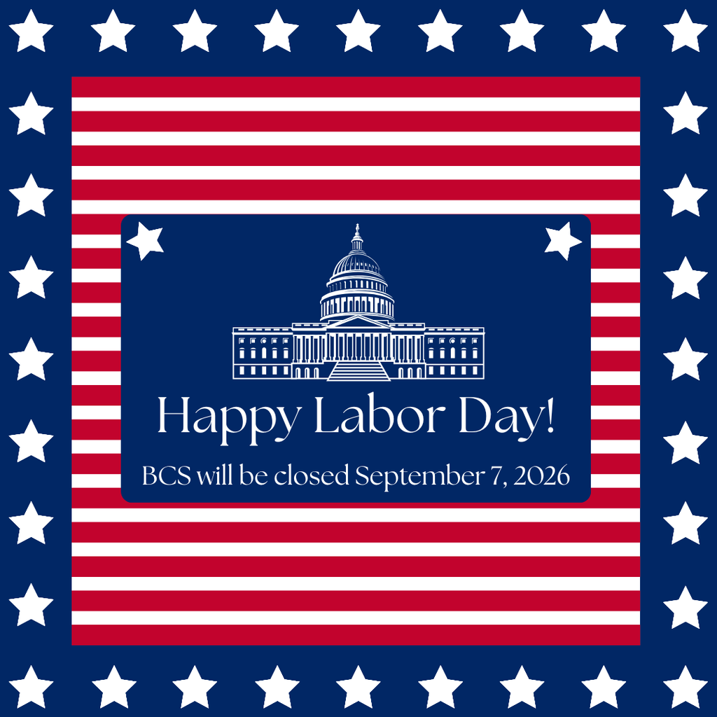 A red, white, and blue Happy Labor Day Graphic.